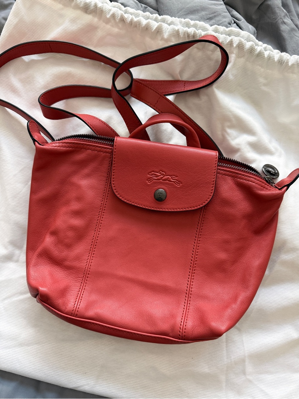 Longchamp Le Pliage Cuir Small Red/Orange (Terracotta) Leather backpack